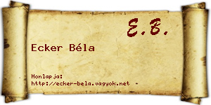 Ecker Béla névjegykártya